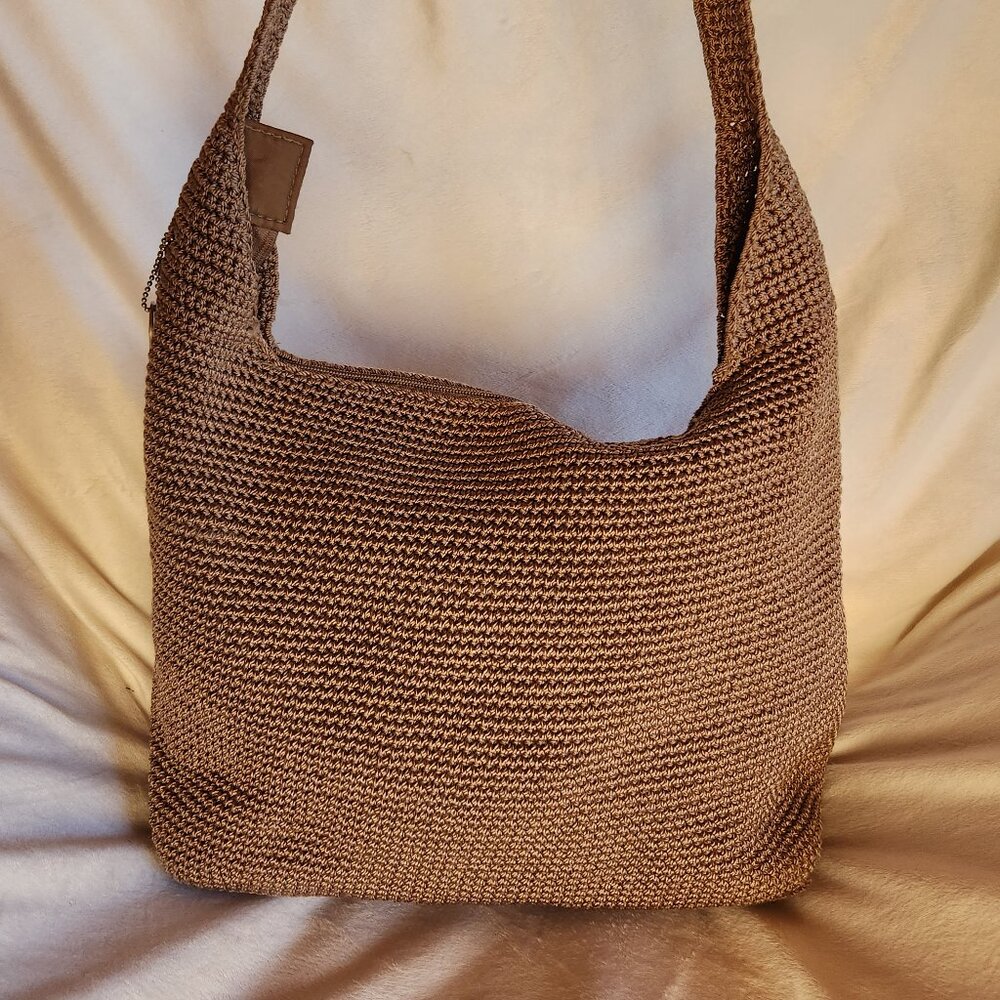 The SAK large brown woven lined HOBO bag BOHO